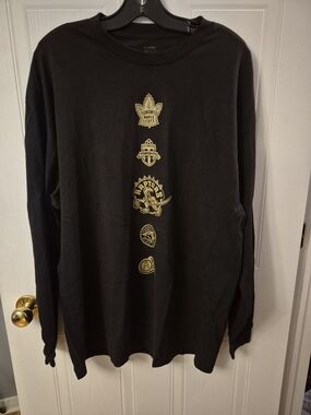 OVO Toronto Raptors Drake Night 2018 Long Sleeve Shirt Black Gold - Men's XL